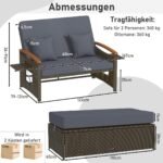 Sodo poilsio baldų komplektas su osmanu (Pilka)