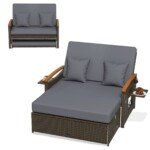 Sodo poilsio baldų komplektas su osmanu (Pilka)