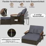 Sodo poilsio baldų komplektas su osmanu (Pilka)