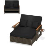 Modulinė lauko sofa su pufu ir staliuku (Juoda)