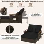Modulinė lauko sofa su pufu ir staliuku (Juoda)