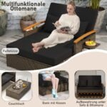 Modulinė lauko sofa su pufu ir staliuku (Juoda)