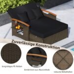 Modulinė lauko sofa su pufu ir staliuku (Juoda)