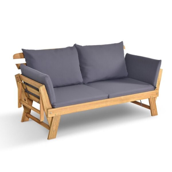 Lauko sofa-lova su reguliuojama atrama 198 cm (Pilka)