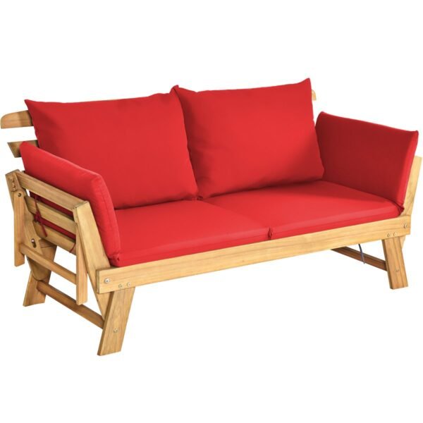 Akacijos medienos lauko sofa-lova 198 cm (Raudona)