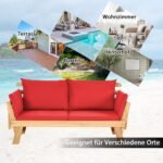 Akacijos medienos lauko sofa-lova 198 cm (Raudona)