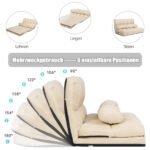 Minkšta sulankstoma sofa-lova su reguliuojama atlošo padėtimi (Smėlio)