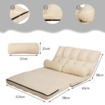 Minkšta sulankstoma sofa-lova su reguliuojama atlošo padėtimi (Smėlio)