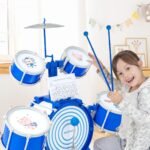 Vaikiškas būgnų komplektas su taburete ir pedalu (Mėlyna)