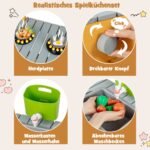 Medinė lauko virtuvėlė vaikams su vandens funkcija ir laikymo lentynomis (Oranžinė)