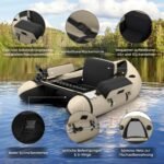 Pripučiamas žvejybos plaustas su reguliuojamu atlošu (Smėlio)