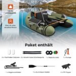 Pripučiamas žvejybos plaustas su reguliuojama atlošiama atrama 135 x 109 x 54 cm (Žalia)