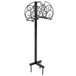 Stovintis sodo žarnos laikiklis su trimis atramomis (Juoda)