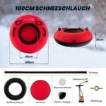 Pripučiamas rogučių vežimėlis 100 cm su nuimama virve ir pompa (Raudona)