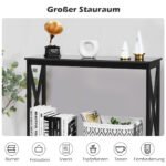 Siauras 2 aukštų konsolinis staliukas 100x30x80 cm (Juoda)