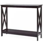 Siauras konsolinis staliukas su dviem lentynomis 100 x 30 x 80 cm (Ruda)