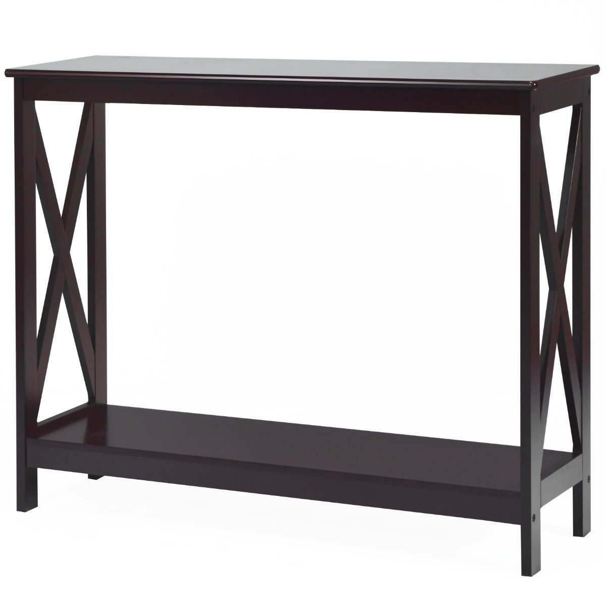 schmaler-konsolentisch-hw65761cf_1_ Siauras konsolinis staliukas su dviem lentynomis 100 x 30 x 80 cm (Ruda)