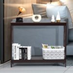 Siauras konsolinis staliukas su dviem lentynomis 100 x 30 x 80 cm (Ruda)