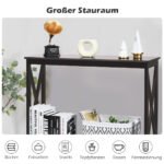 Siauras konsolinis staliukas su dviem lentynomis 100 x 30 x 80 cm (Ruda)