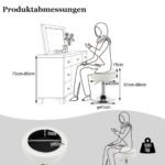 Reguliuojamo aukščio ir pasukama kosmetinė taburetė (Balta)