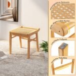 Bambukinė kosmetikos taburetė su ratano paviršiumi (Natūrali)