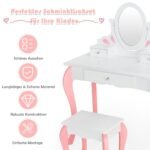 Vaikiškas kosmetinis staliukas su veidrodžiu ir kėdute (Balta)