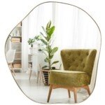 Netaisyklingos formos metaliniu rėmu veidrodis 75 5 x 70 cm (Auksinė)