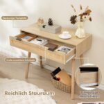 Konsolinis staliukas su stalčiumi ir natūralaus rotango detalėmis (Natūrali)