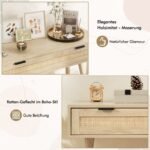 Konsolinis staliukas su stalčiumi ir natūralaus rotango detalėmis (Natūrali)