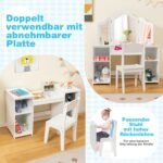 Vaikiškas 2-in-1 staliukas su veidrodžiu ir kėdute (Balta)