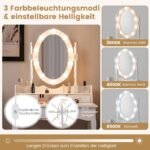 Makiažo staliukas su LED apšvietimu ir trimis stalčiais (Balta)