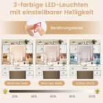 Kompaktiškas kosmetinis staliukas su LED apšvietimu ir integruota įkrovimo stotele (Balta)