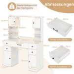 Kompaktiškas kosmetinis staliukas su LED apšvietimu ir integruota įkrovimo stotele (Balta)