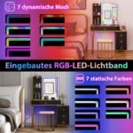 Makiažo staliukas su LED apšvietimu ir RGB režimais (Juoda)