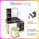 Makiažo staliukas su LED apšvietimu ir RGB režimais (Juoda)