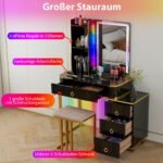 Makiažo staliukas su LED apšvietimu ir RGB režimais (Juoda)