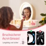 Vaikiškas kosmetinis staliukas su LED veidrodžiu ir kėdute (Balta)