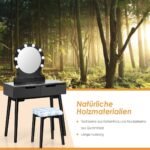 Makiažo staliukas su apšvietimu ir kėde (Juoda)