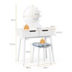 Kompaktiškas kosmetinis staliukas su apšviestu veidrodžiu ir patogia kėdute (Balta)