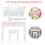 Vaikiškas kosmetinis staliukas su veidrodžiu ir kėdute (Balta)