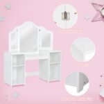 Vaikiškas dvigubas rašomasis stalas su veidrodžiu (Balta)