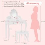 Vaikiškas kosmetinis staliukas su išlankstomu veidrodžiu ir kėdute (Balta)