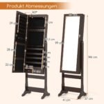 Kompaktiška 2-in-1 laikymo spintelė su LED apšvietimu ir viso kūno veidrodžiu (Ruda)