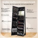 Papuošalų spintelė su viso kūno veidrodžiu (Juoda)