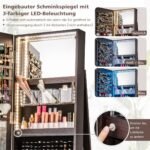 360° besisukanti papuošalų spintelė su LED apšvietimu (Ruda)