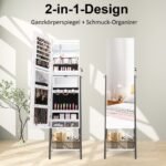 Pastatoma papuošalų spintelė su veidrodžiu ir LED apšvietimu (Balta)