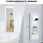 Pakabinama papuošalų spintelė su viso ilgio veidrodžiu (Balta)