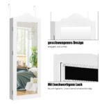 Pakabinama papuošalų spintelė su viso ilgio veidrodžiu (Balta)