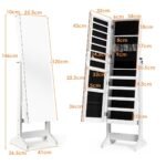 Kompaktiška papuošalų spintelė su veidrodžiu ir užraktu (Balta)