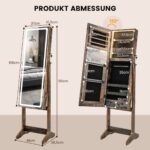 Pastatomas papuošalų stovas su veidrodžiu ir LED apšvietimu (Rudų tonų)